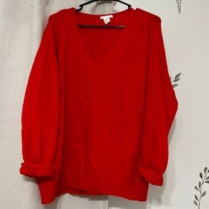 Bold red, v-neck sweater from H&M - great condition size M